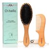 Boar Bristle Hair Brush Set - Designed for Kids, Women and Men. Natural Bristle Brushes Work Best for Thin and Fine Hair, Add Healthy Shine, Improve Texture, Reduce Frizz. Wood Wet Detangler Comb