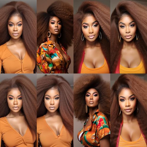 Dark Brown Yaki Straight Bundles Color 4 Human Hair Bundles Light Brown Kinky Straight Hair Double Weft Brazilian Remy Hair Extensions Soft and Silky for Black Women (24 26 28 Inch 3 Bundles)
