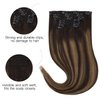 HOTBANANA Human Hair Clip in Hair Extensions, Balayage Dark Brown Mixed Chestnut Brown 120g Clip in Hair Extensions Real Human Hair Straight Remy Hair Clip Ins Dark Roots Ombre 16 Inch 7pcs