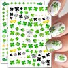 8Pcs St. Patrick's Day Nail Stickers Shamrocks Nail Art Stickers Irish Four Leaf Clover Nail Decals 3D Self-Adhesive Design Stickers St. Patrick's Day Nail Supplies Spring Summer Lucky Leaf Nail Decor
