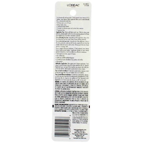 L'Oreal Lineur Intense Felt Tip Liquid Eyeliner, Black Mica [610], 0.05 oz (Pack of 4)