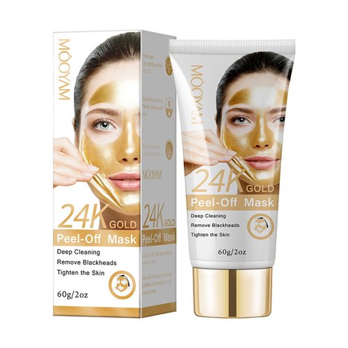 24K Gold Peel Off Mask, Blackhead Remover Mask for Face, Anti-Aging Blackhead Mask Deep Cleansing Lifting Firming Face Skin Care Mask Reduces Blackheads, Fine Lines & Wrinkles Great for All Skin