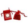 TheDisplayGuys 100-Pack XS 2" x 2 3/4" Red Sheer Organza Gift Bags with Drawstring, Goodie Bags for Jewelry, Candy Bags, Treat Bags, Wedding Favors Small Mesh Bags