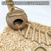Tfwadmx Natural Coconut Hide with Ladder Perches Hanging Bird House Toy for Cage Parrot Breeding Nest for Gecko Parakeet Lovebird Finch Hamster