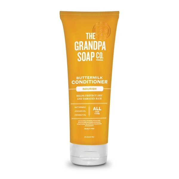 The Grandpa Soap Company Buttermilk Conditioner - Nourishing Formula to Help Strengthen and Hydrate Hair, with Coconut Oil & Silk Protein, Sulfates and Parabens Free, 8 Fl Oz