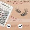 Cluster Eyelash Extensions with Bottom Lashes Left&Right Wispy Eyelashes Clusters D Curl 12-18mm Individual Lashes Soft Matte Black Fluffy Cat Eye Lash Clusters DIY At Home 174pcs, by Momolash
