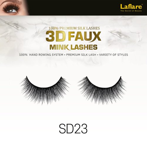 Laflare Premium Silk Lashes 3D FAUX MINK Eyelashes, Light, Reusable, Handmade, Natural Looking, Professional Easy to Apply Eyelashes in a Knitted Style3-3 PACKS BUNDLE SPECIAL (3, SD23)