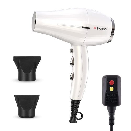 Professional Salon Hair Dryer,2200W Negative Ionic Medium Blow Dryer Low Noise for Fast Drying,AC Motor with 2 Concentrator Nozzle for Constant Temperature Protecting Hair Damage -White