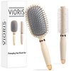 Vioris Aura Hair Care Detangling Brush & Roller Set- Perfect hair brushes for women with curly hair, Styling tools & appliances for tangle-free, Smooth Hair. (beige)
