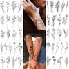 15 Sheets FANRUI Sexy Tiny Branch Black Flower Temporary Tattoos For Women Girl Neck Realistic Floral Bouquet Small Tattoo Temporary Lavender Fake Tattoo Sticker For Adults Face Hands Kit