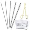 Honoson 100 Pcs Ear Nose Body Piercing Needles Mix Size 12G 14G 16G 18G 20G Stainless Steel Piercing Jewelry Kit and 1 Pcs Slotted Locking Pennington Forceps for Kit Supplies