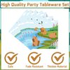 Rakuto Capybara Birthday Party Decorations - 96PCS Capybara Plates and Napkins Forks Disposable Cute Capybara Plates Animals Themed Dinnerware Set Party Decorations Tableware Supplies Serve 24