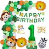 Jungle Theme Balloon Arch Kit for 1 Year Old Baby Boy Girl, Green Happy Birthday Banner Balloons Garland, Safari Shower Party Supplies Decorations 105pcs Wild Jungle Theme Party Supply Animal Balloon
