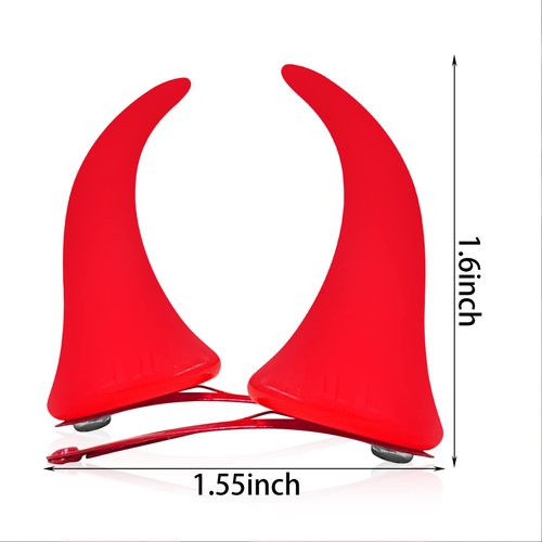 2pcs Halloween Devil Horns Hair Clip Red Hair Clips Headwear Cosplay Headwear Accessories Party Dress Up