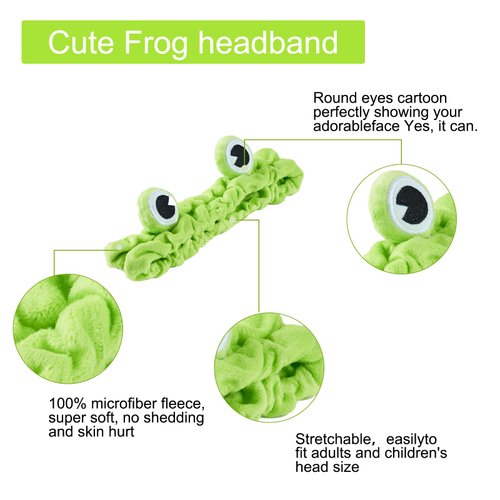 Jowmoy Green Frog Eye Elastic Headband - Versatile for Spa, Skincare, Makeup, Face Wash, Fun Gift for Women (1 Pack)