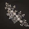 BERYUAN Bridal Crystal Rhinestone Flowers Headpiece Silver Rhinestone Crystal Hair Comb Dainty Rhinestone Hair Comb for Women for Wedding Party