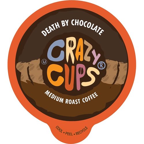 Crazy Cups Flavored Coffee for Keurig K-Cup Machines, Death by Chocolate, Hot or Iced Coffee, 22 Single Serve, Recyclable Pods