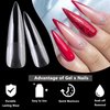 LuckForever 240pc XL Stiletto Gel X Nail Tips Clear Fake Nails Extra Long Stiletto Nail Tips Full Cover Artificial Fingernails XL Soft Gel False Nail Tip for Acrylic Nail Extension Press Nail Making