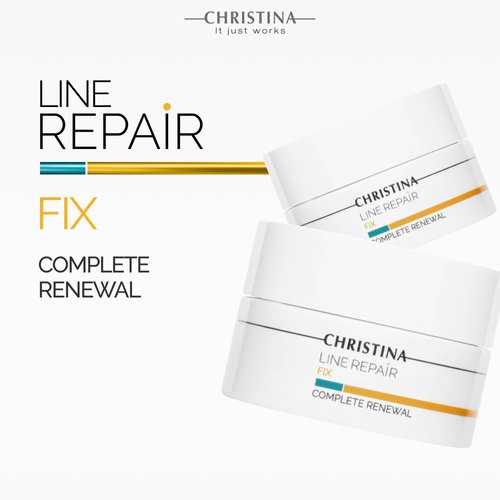 Christina Line Repair Complete Renewal Cream with Glycolic Acid | Anti-Aging AHA Face Repair Cream | Aquaderm Complex for Wrinkle Reduction, Elasticity Boost, and Even Skin Tone 50ml