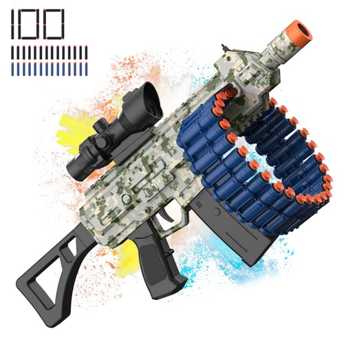Electric Automatic Toy, JakMean Toy Blaster with 30 Dart Clips and 100 Foam Darts, Outdoor Shooting Games Toys for 6-12 Year Old Boys & Girls Adults, Gifts for Birthday Xmas, Green