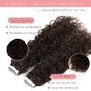 Jerry Curly Tape in Human Hair Extensions for Black Women 3B 3C Darkest Brown Soft Remy Human Hair Tape in Extensions Curly 14Inch 80g Invisible Double Sided Jerry Curly Hair Extensions 32Pcs