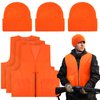 Jiuguva 6 Pcs Blaze Orange Vest Hunting Hat Vest and Cap for Men Women Outdoor Sports Traffic Works Fishing(Zipper Design)