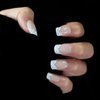 Nude Natural French Nail Fake Nails Short Length Designed False Nails Press On White Silver Glitter Tips