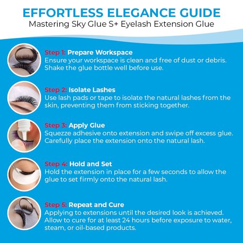 Sky Glue S+ Eyelash Extension Glue - Extra Strong Lash Extensions Adhesive Bond with 6-7 Weeks Retention and 1-2 Sec Dry Time, Long Lasting Semi Permanent Black Glue - 5 ml