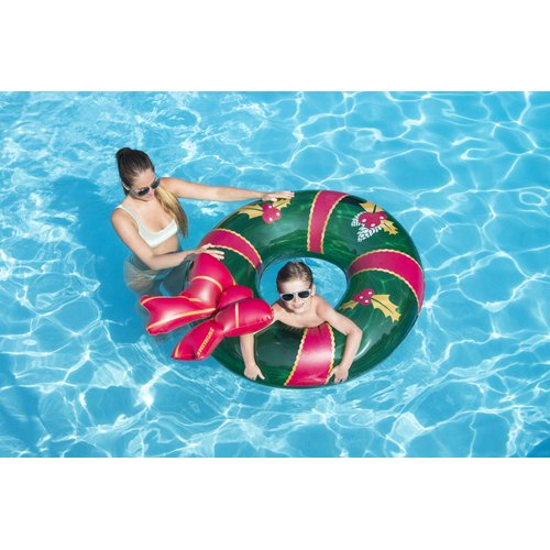 Swimline Christmas Wreath Inflatable Pool Ring, Multi, One Size