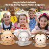 Naozinebi 60 Count Jungle Safari Birthday Party Plates Zoo Animal Disposable Paper Plates Safari Animals Themed Party Decorations Jungle Tableware for Baby Shower Favor Supplies
