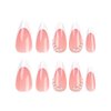 White French Tip Press on Nails Medium Almond Fake Nails with Pearl Glossy Designs Nail Art Supplies Nude Pink False Nails Stick on Nails for Women Girls Acrylic Nail Manicure Salon Decorations 24Pcs