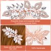 HINZIC 2pcs Wedding Hair Combs Crystal Rhinestone Bridal Hair Combs Pearl Hair Comb Side Wedding Hair Pieces Wedding Hair Accessories for Brides Women Girls(Pink-gold, Silver)
