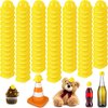 100 Pieces Miniature Construction Hat Mini Construction Toy Doll Hats Plastic Yellow Miniature Bottle Topper Hats for Party