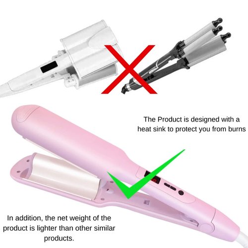 Deep Hair Waver, Crimper for Curling Hair, Ceramic Heating Rod, Tames Frizzy Hair