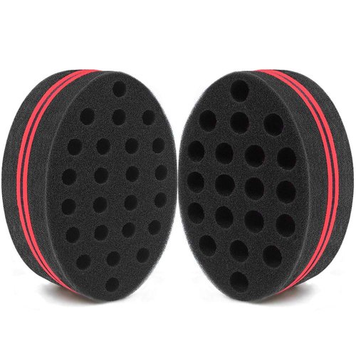 HALLO Big Holes Barber Hair Brush Sponge Double Sides Dreads Locking Twist Afro Curl Coil Wave Hair Care Tool (2 Packs) …