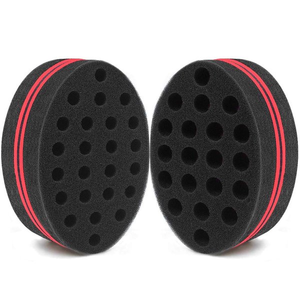 HALLO Big Holes Barber Hair Brush Sponge Double Sides Dreads Locking Twist Afro Curl Coil Wave Hair Care Tool (2 Packs) …