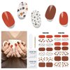DUKASOU Semi Cured Gel Nail Strips, 28 pcs Fall Gel Nail Stickers Full Nail Wraps, Work with Any UV Lamp, Thanksgiving Gel Nail Strips, Includes Prep Pads, Nail File & Wood Stick (Maple Leaf)