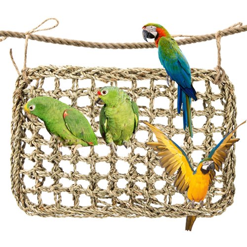 MAQIHAN Seagrass Mat for Birds - Bird Toys Seagrass Mat Foraging Activity Play Grass Mat Bird Climbing Wall Seagrass Net Hammock Toy for Parakeets Lovebirds Finch Budgerigars Conure Cockatiel