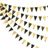30Ft Black Gold Party Decorations Polka Dot Pennant Banner Paper Circle Dot Triangle Flags Bunting Garland for Wedding Bridal Shower Birthday Bachelorette Engagement Anniversary Holiday Party Supplies