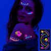 Glow In The UV Temporary Tattoos 170 Styles Flowers Feather Wing UV Neon Tattoos Stickers Party Supplies Body Face Fake Tattoo Markers for Adults Women Men