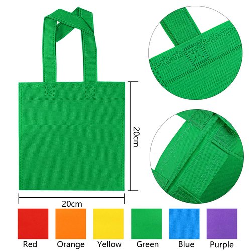 ELCOHO 30 Pieces Non-Woven Party Favor Bags 8×8 Inch Reusable Tote Bags Bulk Goodie Gift Bags Tote Treat Bags with Handles for Wedding Birthday Party