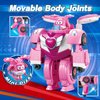 Super Wings Transformer Toys, 7" Super Robot and 2" Mini Dizzy Transforming Suit, 2 in 1 Car Robot Toys Action Figure, Racing Cars Playset for Boys and Girls Age 3+, Gifts for Preschool Kids, Pink