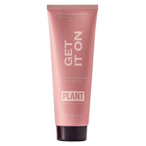 plant apothecary Natural Aromatherapy Body Wash for men and women Get It On 8.4oz Shower Gel with Vitamin C and Vitamin E, Coconut Extract and Jojoba Oil to nourish and comfort dry skin.