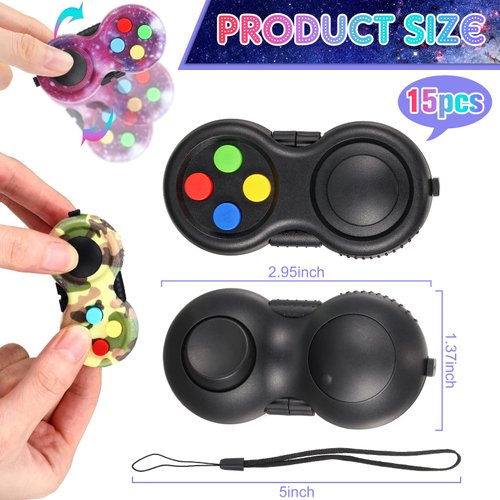 15 Pcs Pad Portable Controller Classic Retro Game Controller Toy Handheld Toy Controller with 8 Functions Controller Game Pad for Teens Relieve Stress Anxiety (Cool)