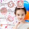 SuPoo Girls Princess Tiara with Elastic Band - Glitter Birthday Crown, Happy Birthday Party Cap, 5 Year Old Decorations Supplies