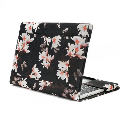 TYTX MacBook Air Leather Case 13.6 Inch 2022 A2681 M2 Laptop Sleeve Protective Folio Book Cover (A2681 M2, Black Flower)