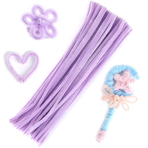LOMIMOS 100Pcs Pipe Cleaners Craft,Pipe Cleaners Chenille Stem Fuzzy Sticks Craft Supplies for Home DIY Handmade Art Festival (Light Purple)