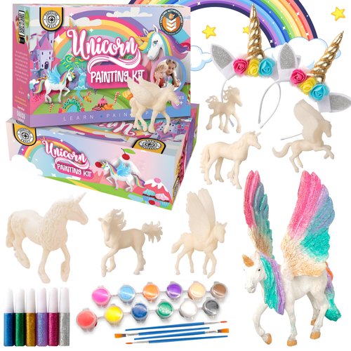 Unicorn Painting Kit for Girls - STEM Certified Unicorn Craft for Girls ages 4-6 & up- Paint Your Own Unicorn Arts and Crafts includes 2 DIY Headbands & 8 Kids Painting Crafts for Fun Screen-Free Play