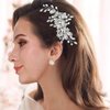 Easedaily Crystal Bride Wedding Hair Comb Silver Rhinestone Bridal Hair Piece Pearl Side Combs Hair Accessories for Women and Girls