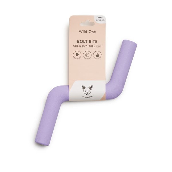 Wild One Small Bolt Bite Dog Toy 100% Natural Rubber, Fun to Chew, Chew Toy, Treat Dispensing, Made for Small Breeds Lilac